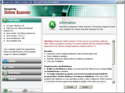 use Kaspersky online scanner (Free Virus