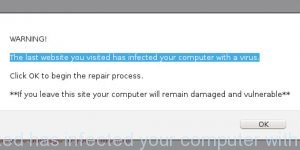 The last website you visited has infected your computer with a virus