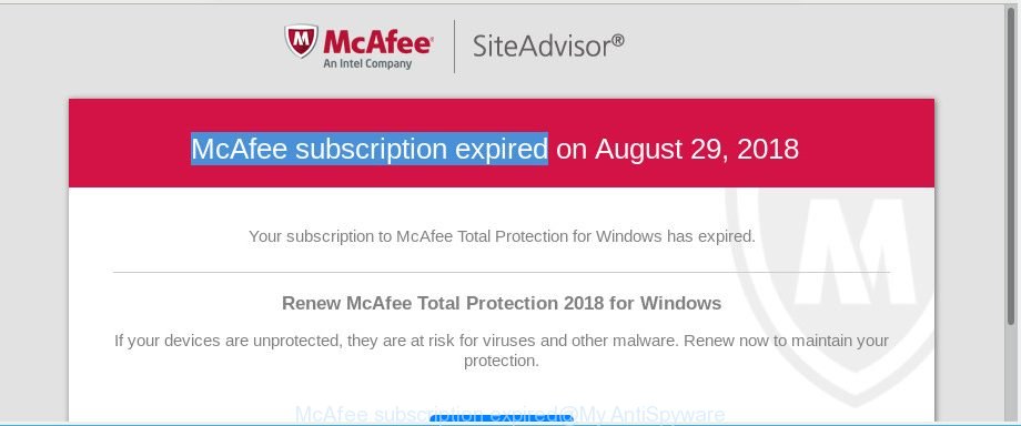 How To Remove Mcafee Subscription Expired Pop Up Scam Virus Removal Guide 1784