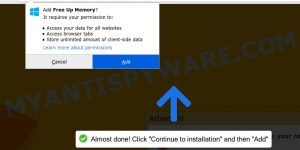 Free Up Memory extension adware