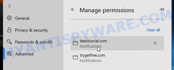 Edge Adxproofcheck.com push notifications removal