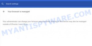 chrome setting - Managed by your organization