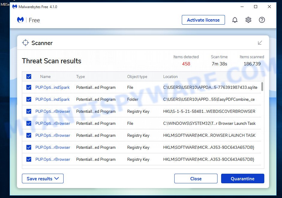 MalwareBytes Anti-Malware for Windows, scan for hijacker is finished