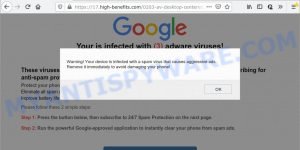 Your device is infected with a spam virus SCAM