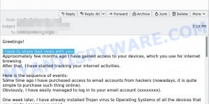 I have to share bad news with you email scam
