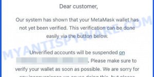 Your MetaMask wallet has not yet been verified SCAM