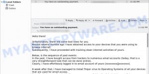 You have an outstanding payment email scam