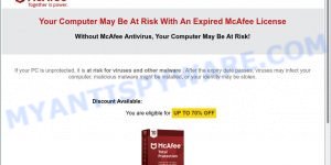 Computer May Be At Risk With An Expired McAfee SCAM