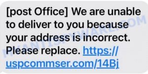 USPS text scam - unable to deliver