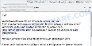 Valitettavasti minulla on sinulle huonoja uutisia.email scam