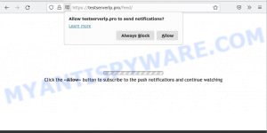 testserverlp.pro Notification Scam