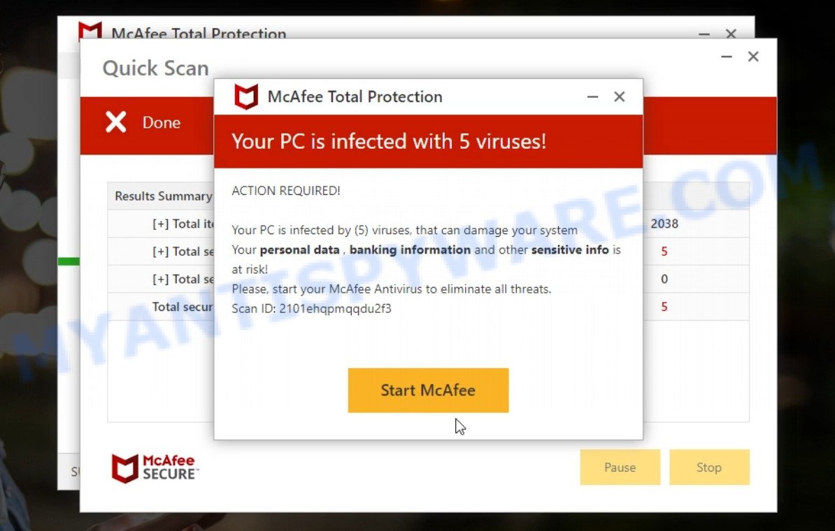 Stable-scan.com McAfee fake scan results