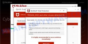 TROJAN_2022 and other viruses detected Pop-Up Scam