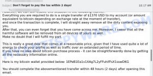 1EPeB1Ea1v1XAg7L2yFFuhifFsX1sswDKG Bitcoin Email Scam