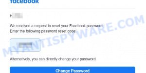 Facebook Account Recovery Code Scam message