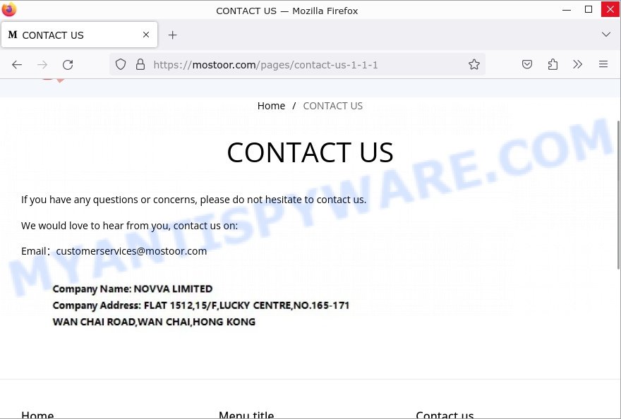 Mostoor.com Scam Store contacts