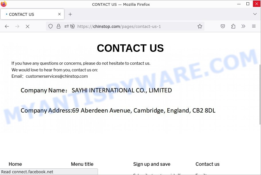 Chinstop.com Scam contacts