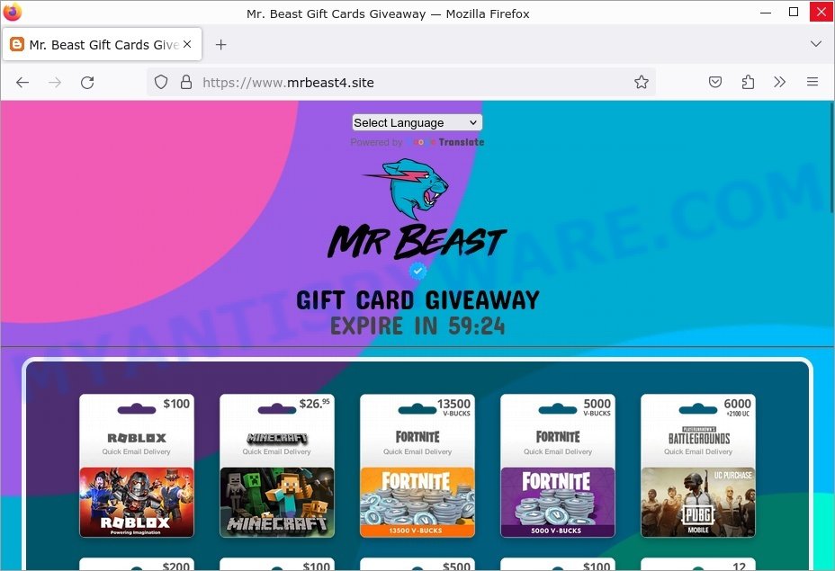 Mr Beast GIFT CARDS GIVEAWAY POP-UP Scam - Removal and recovery