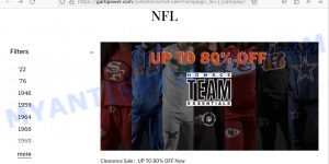 Garbpower.com NFL Scam store