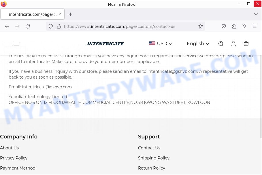 Intentricate.com Scam contacts