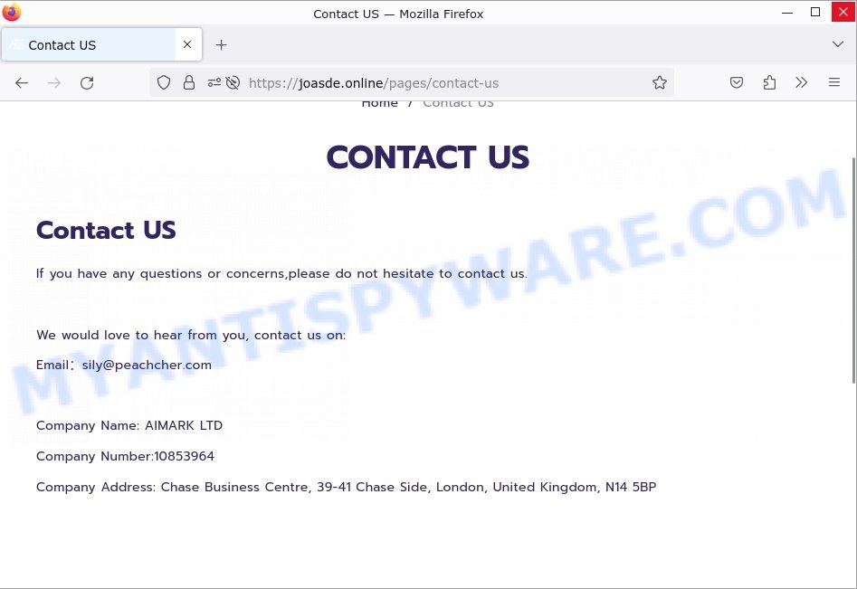 Joasde.online BROOKS Scam store contacts