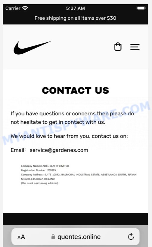 Quentes.online Review: Fake Nike Outlet Store Scam