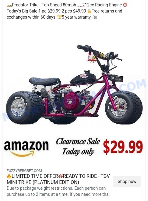 29 Predator Trike 212cc scam ads