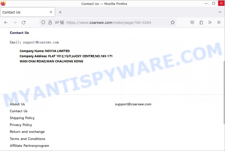 Coarswe.com scam contacts