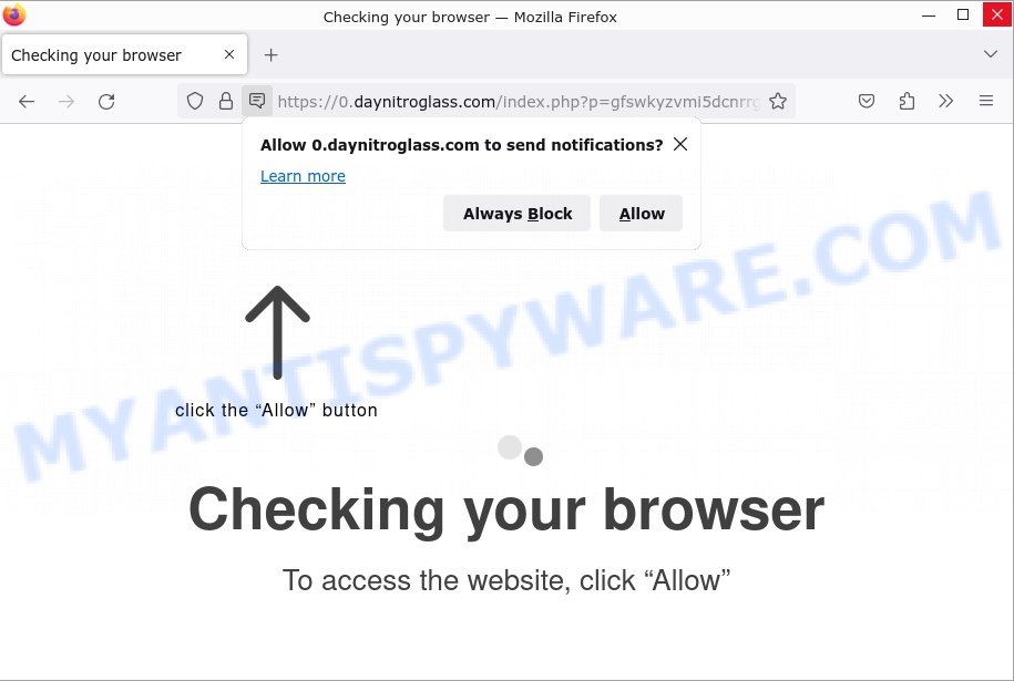 Daynitroglass.com Checking your browser Scam