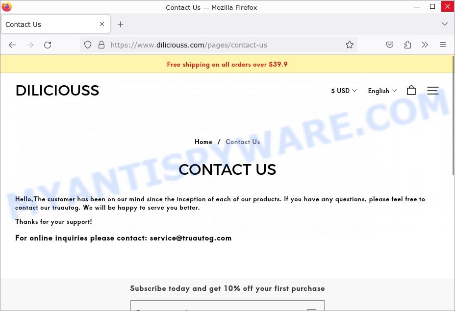 Diliciouss.com scam store contacts