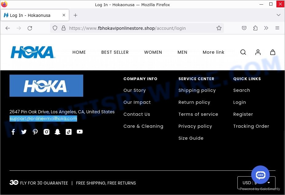 HokaOnUsa Scam contacts