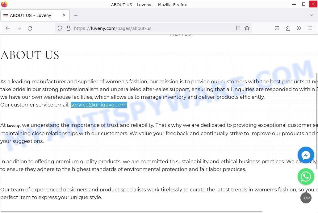 Luveny.com scam contacts