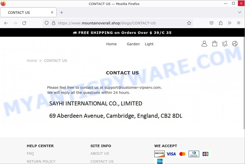 Mountainoverall.shop scam contacts