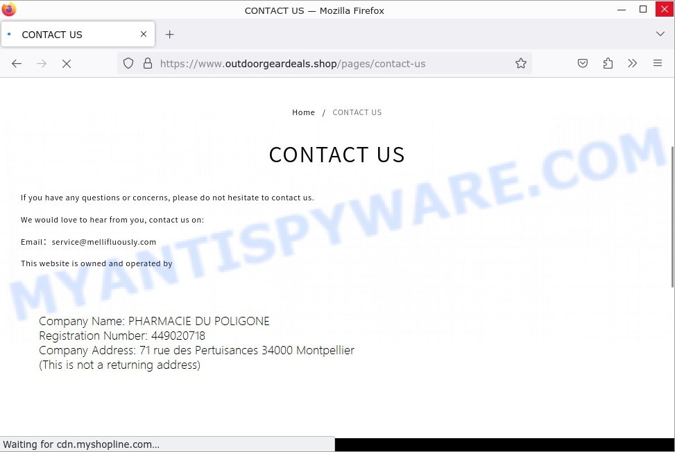 Outdoorgeardeals.shop scam contacts