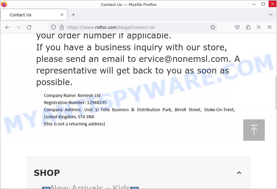 Roftoi.com Scam store contacts