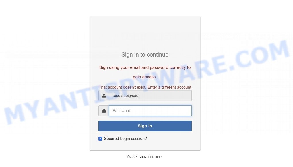 Email Deactivation In Progress fake login page