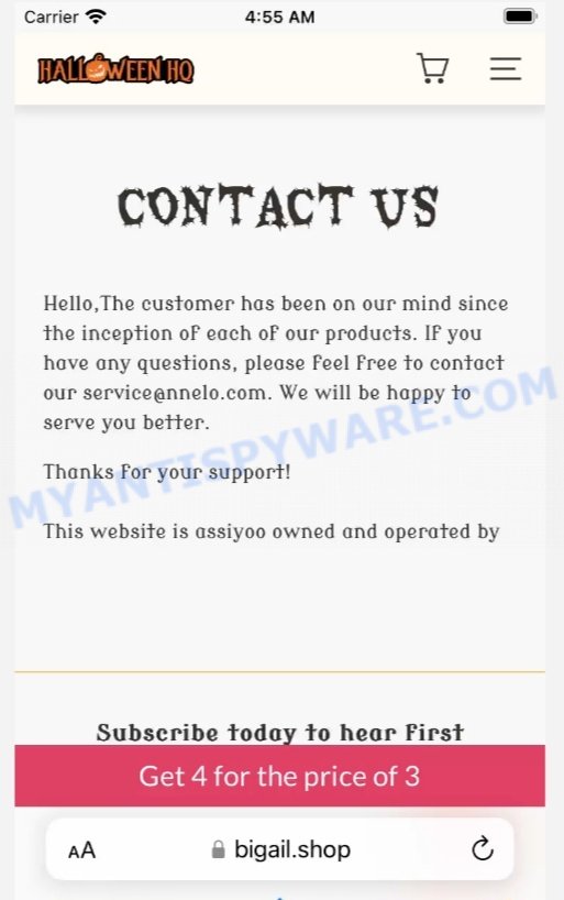 Halloween Factory Scam Store contacts