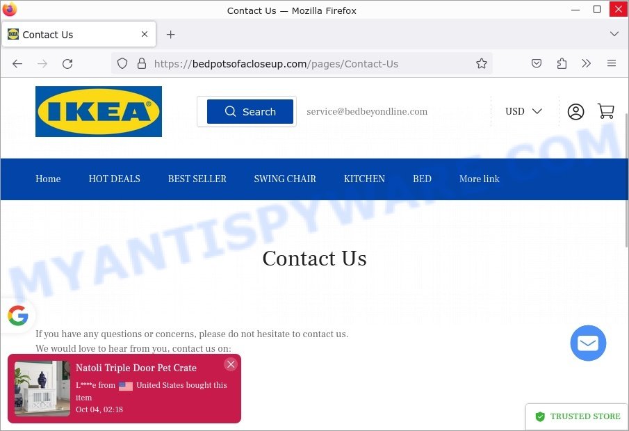 IKEA Clearance Sale Scam contacts