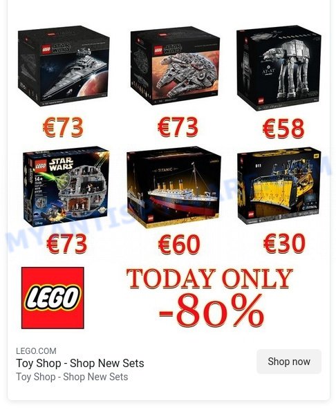 Lelemyshop.com Lego Toy Shop Scam ads