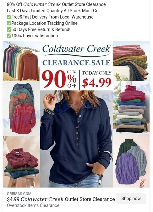 Is Orrisas.com's 80% Off Coldwater Creek Outlet Legit or a Scam?
