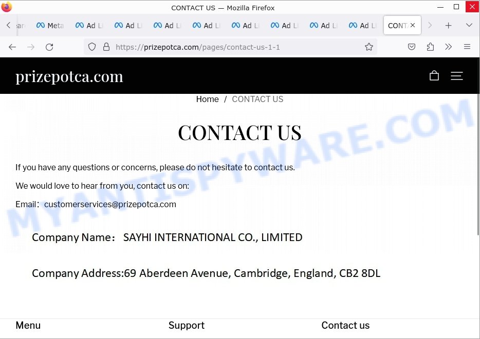 Prizepotca.com scam contacts