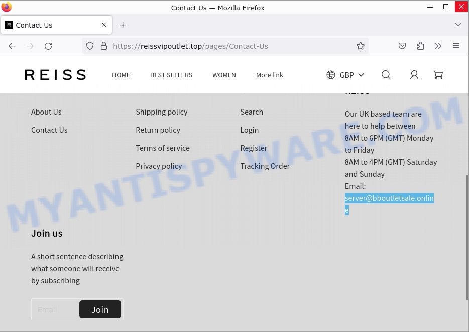 Reissvipoutlet.top scam contacts