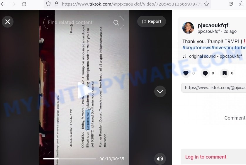 TikTok CryptoScam fake DTrump ads