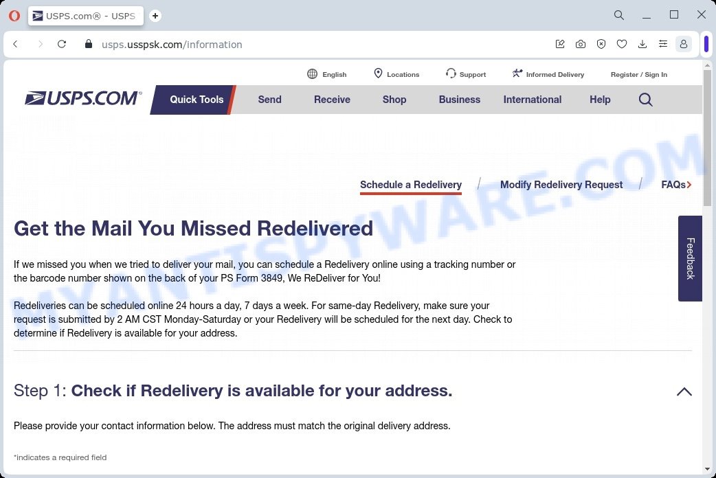 Usps.usspsk.com scam form