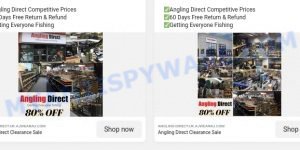 Ajwearau.com Angling Direct Clearance Sale scam ads