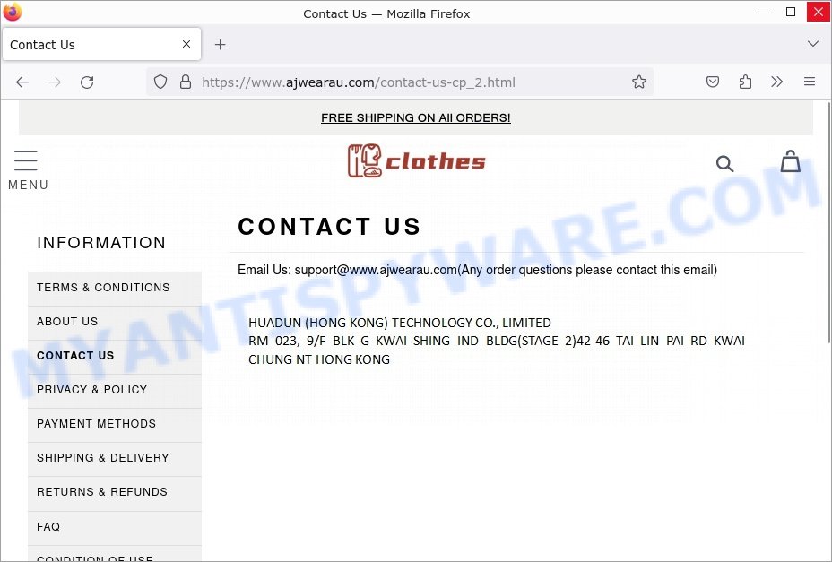 Ajwearau.com Angling Direct Clearance Sale scam contacts