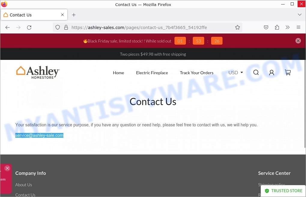 Ashley-Sales.com scam contacts