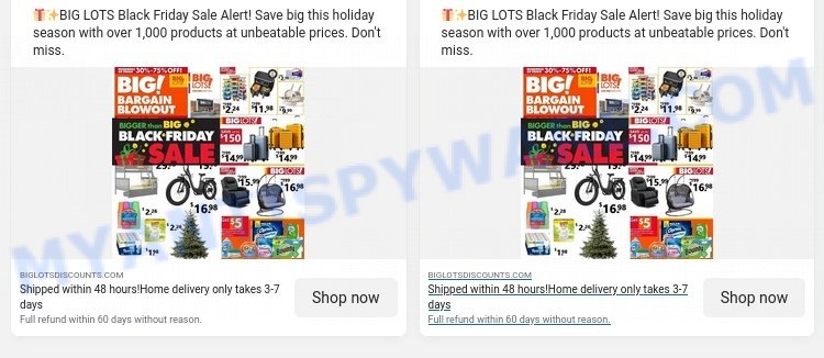 BigLotsDiscounts.com Big Lots clearance sale Scam ads