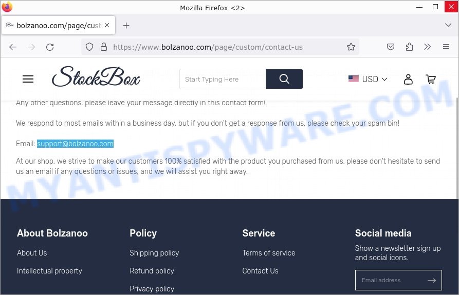 Bolzanoo.com StockBox Sale scam contacts