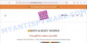 Desirablile.shop BATH & BODY WORKS scam